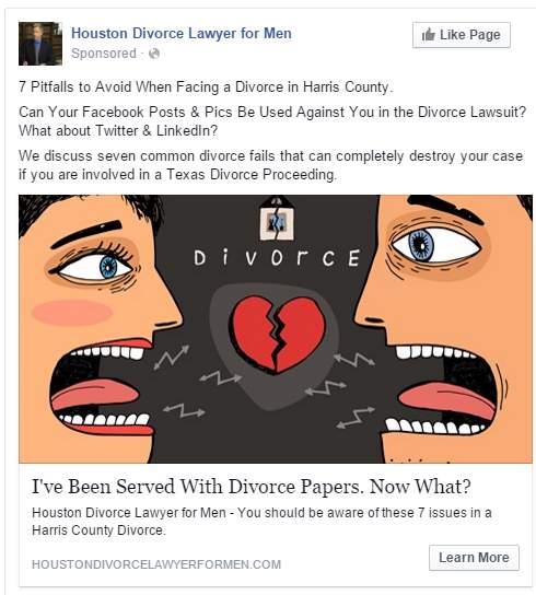 law firm facebook ad divorce